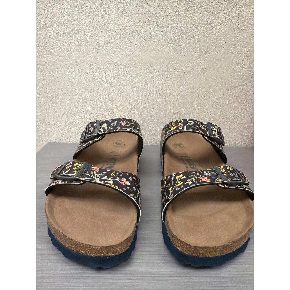 Birkenstock Vegan Sydney Sandals Slides Birko Flor Watercolor Flower Navy Sz 38 - Picture 4 of 8